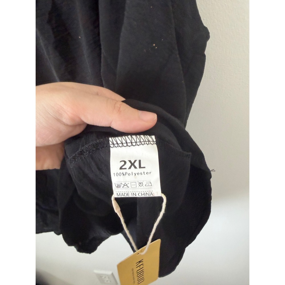 KFUBUO Women's Ruffle Pajama Tank Top – Black – Size 2X – NWT - Picture 5 of 6